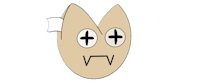 a cartoon face with two eyes and a mouth