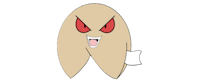 a cartoon tooth with red eyes on a black background