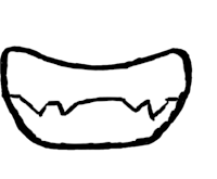 a black and white drawing of a monster's mouth